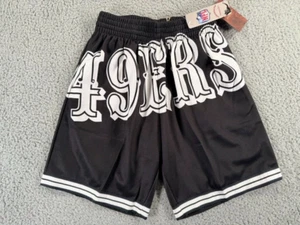 Mitchell & Ness Sanfransico 49ers Shorts Mens Small Black Spell Out Big Face NWT - Picture 1 of 11