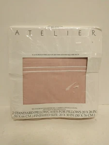 Vtg Atelier Martex Set 2 Standard Pillowcases Pale Pink New Old Stock in Package - Picture 1 of 8