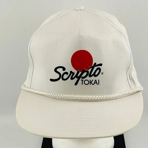 Vintage Scripto Tokai Snapback Hat White Canvas Red Dot Logo Adjustable One Size - Picture 1 of 12