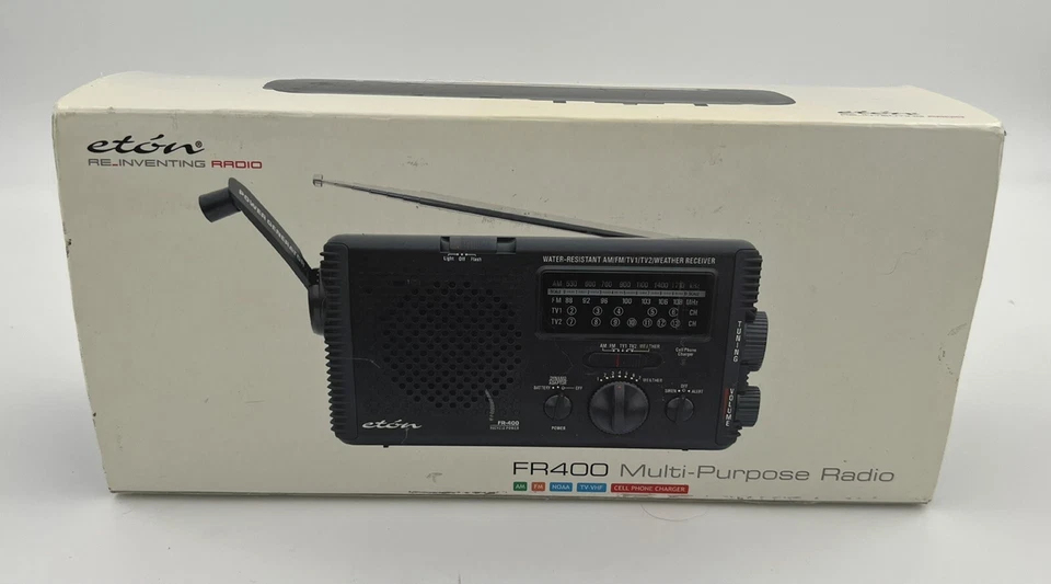 American Red Cross Eton FR400 Emergency Hand Crank Radio Power Generator White
