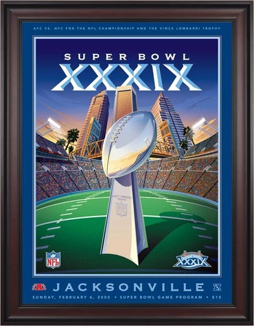 2005 Patriots vs Eagles Framed 36x48 Canvas Super Bowl XXXIX Program - Fanatics Cover