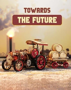 ROKR Wooden 3D Puzzle DIY Model Kits for Adults to Build Vintage Steam Engine - Picture 1 of 10