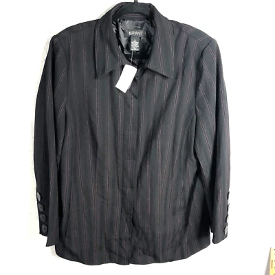 Blazer Lane Bryant Mujer 18 Negro Rosa Rayas Chaqueta Carrera Profesional NUEVO Foto 1 de 4
