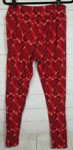 LuLaRoe TC Leggings Red & Pink with Hearts New - Picture 1 of 3