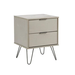 Bedside Chest 2 Drawers Grey Washed Pine Nightstand Cabinet Bedroom Furniture - Picture 1 of 4
