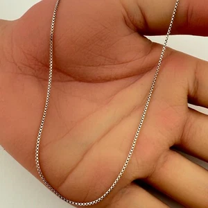 MJI Italy Vintage 925 Sterling Silver Dainty Box Chain Necklace 18'' (1.8g) - Picture 1 of 5