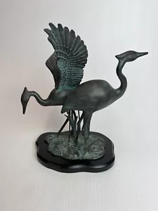 SPI San Pacific International Crane Bird Herons Egret -Bronze Sculpture - 12" - Foto 1 di 10