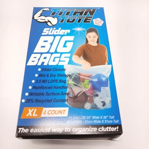 XL Slider Zip GIANT BAGS 4 Bags in Box 11 Gallon Zipper Handle USA Titan Tote - Picture 1 of 10