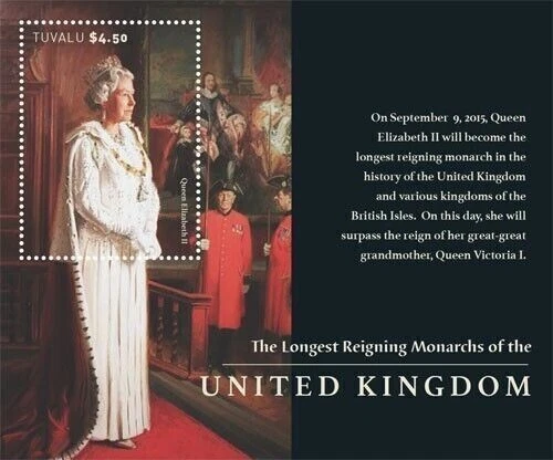 Tuvalu 2015 - Reina Isabel II, la mini hoja del monarca reinante más largo - MNH Foto 1 de 1