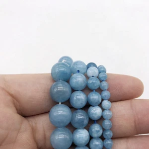 Natural Gemstone Angelite Stone Beads for Jewelry Necklace Bracelet Making - Picture 1 of 5