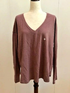 Damen Eddie Bauer Sunwashed Gestreift V-Ausschnitt Langarm Misty Rose Größe:XL Neu mit Etikett - Bild 1 von 11