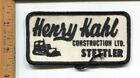 Collectible Henry Kahl Construction Ltd. Hat /Jacket Patch Stettler, Alberta