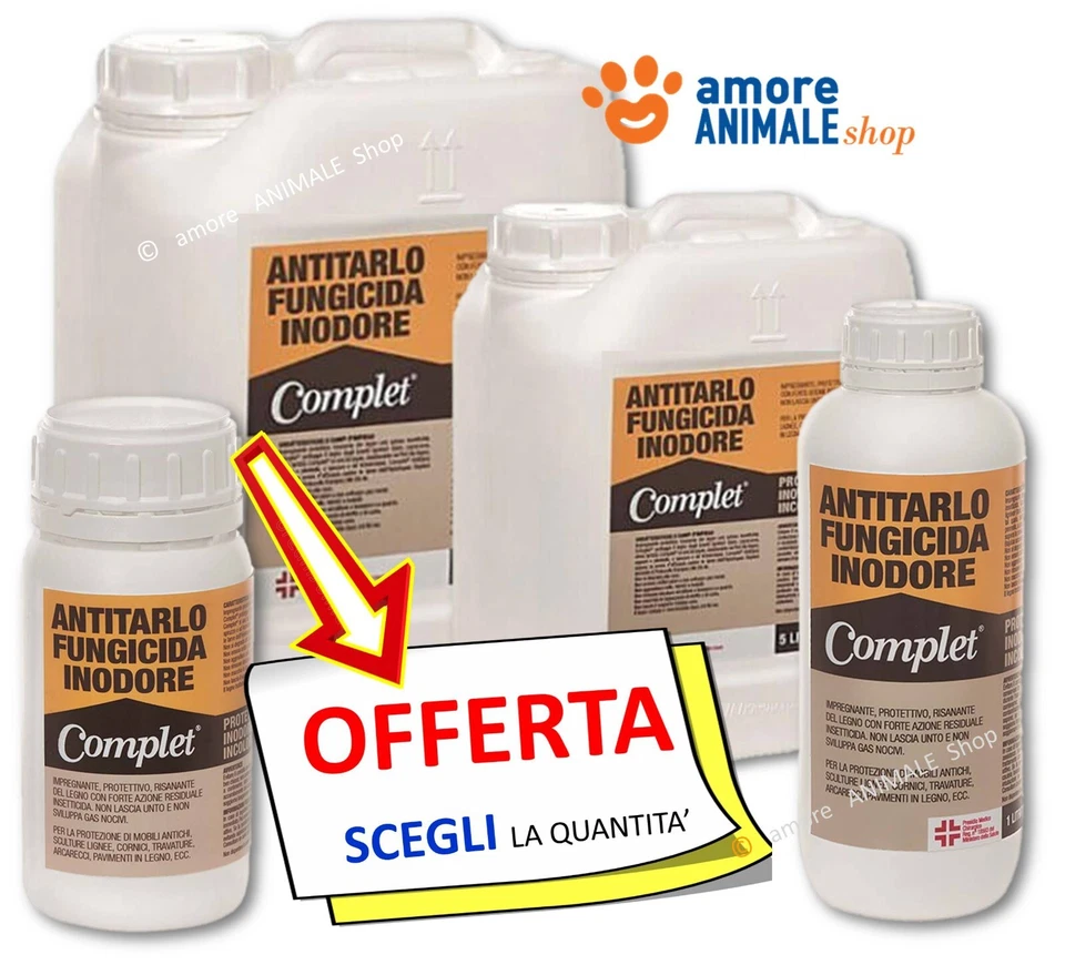 Ecolkem COMPLET ANTITARLO → 500 ml - 1 / 5 / 30 Lt - PROTEGGE Legno e Mobili - Immagine 1 di 1