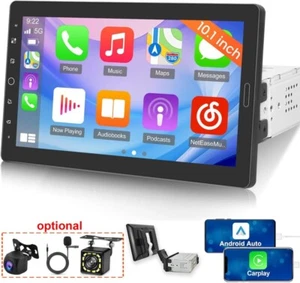 10.1" Single 1Din Touch Screen Car Stereo Apple Carplay Android Auto USB Radio - Picture 1 of 25