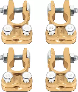 Battery Terminals Connectors Clamps, Brass Positive & Negative Top Post Battery - Picture 1 of 8