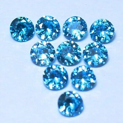 Fancy Color VVS1 Brilliant Cut Blue Diamond 32 Pcs Lot 3 mm Excellent Round cut - Image 1 of 4