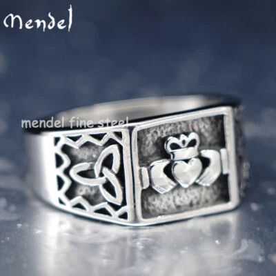 Anillo Nudo Claddagh Amistad Celta MENDEL Acero Inoxidable Para Hombres Talla 7 8 9-12 Foto 1 de 4