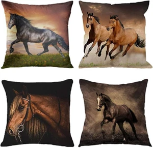 Emvency Set of 4 Throw Pillow Covers Horse Running Waist Horses Armchair Simply - Picture 1 of 12