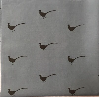 1M 100cm Square Sophie Allport Pheasants On Blue Lightweight Cotton fabric new - Image 1 of 4