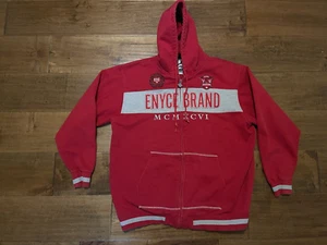 Vintage Y2K Enyce Red Logos Full Zip Athletic Hoodie Sweatshirt - Men's XLarge - Picture 1 of 6