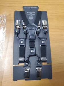 Troy James Boys Suspender Faux Leather black Silver Hardware Size Up to 3 years  - Picture 1 of 6
