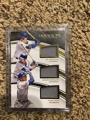 2016 Immaculate Trio Players Adrian Gonzalez Joc Pederson Yasiel Puig Jersey /49 - Image 1 of 2