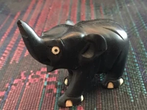 Vintage Hand Carved Miniature Wood Elephant Mini Baby Antique - Picture 1 of 12