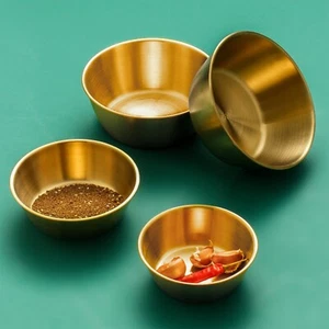 Stainless Steel Bowls Korean Style Gold Sturdy For Home Makgeolli Ramen Noodles - Picture 1 of 12