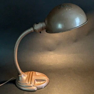 Rodale No 987 Gooseneck Lamp Heavy Metal Industrial Painted Brown - Picture 1 of 12