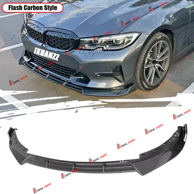 For BMW 3 Series G20 320ie 330i Base 19-22 V Style Carbon Fiber Style Front Lip - Image 1 of 4