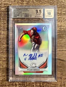 2014 Bowman Chrome Refractor /500 Tyler Mahle Auto RC BGS 9.5 Gem Mint ๐ - Picture 1 of 2
