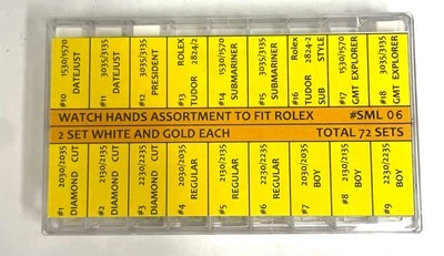 Variedade de mãos para relógios Rolex Tudor novos brancos e dourados 72 conjuntos - Imagem 1 de 2