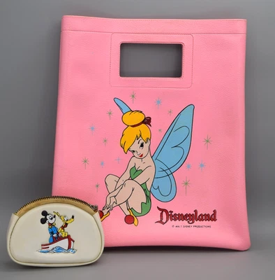 Bolso de mano vintage de vinilo rosa Campanilla de Walt Disneyland Japón Foto 1 de 4