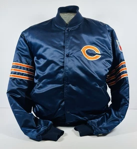 VINTAGE NFL CHICAGO BEARS STARTER SATIN BOMBER JACKE 1990er LARGE MADE IN USA - Bild 1 von 8