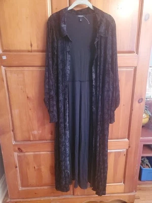 NNT Torrid Black Velvet Burnout Kimono Skeleton Damask Print Duster 5X  - Image 1 of 4