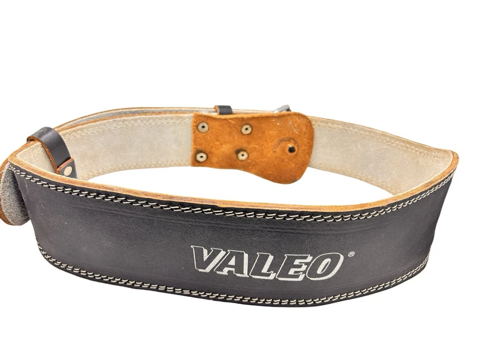 ЧЕРНЫЙ КОЖАНЫЙ МЯГКИЙ ПОЯС ДЛЯ ПОДНЯТИЯ ТЯЖЕСТЕЙ поддержка спины Med 2 пряжка VALEO 31 дюйм 42 дюйма - Изображение 1 из 4