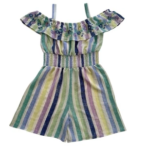 Neu mit Etikett Knit Works schulterfreier Overall bestickt Streifen Mädchen Größe 12 mehrfarbig - Bild 1 von 9