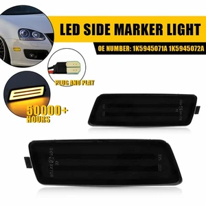 Front Bumper Side Marker Lights Dark Smoke For VW MK5 Golf/GTI Jetta Amber LED - Picture 1 of 19