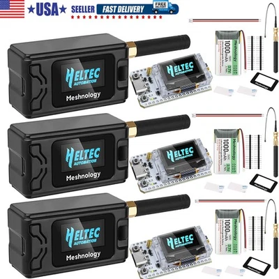 3X Heltec ESP32 V3 LoRa Board SX1262+915MHz Antenna+Battery+Case for Meshtastic