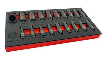 Britool Hallmark 19pc 3/8"Sd Deep 12 Point Black Impact Socket Set 6-24mm - Image 1 of 4