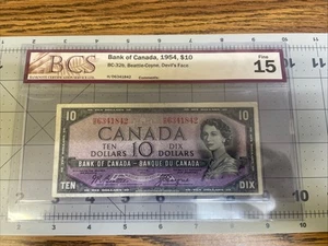 Billet de dix dollars canadien 1954 visage du diable BCS coté fine 15 - Photo 1/2
