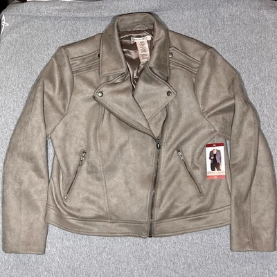 Chaqueta de moto Philosophy para mujer color topo imitación gamuza cuero talla XL NUEVA CON ETIQUETAS cremallera Foto 1 de 4