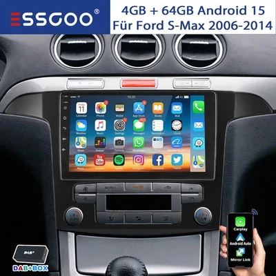 ESSGOO DAB+ Für Ford S-Max WA6 2007-2015 Android 15 4+64G GPS Autoradio Carplay RDS SWC