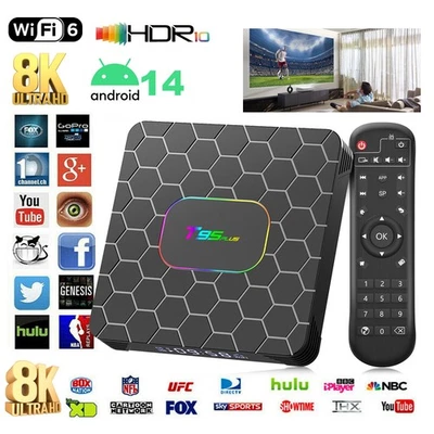 IOTWE 2025 Android14.0 Smart TV Box 128GB 8K HD Media Stream Player 5G WiFi6 Bluetooth