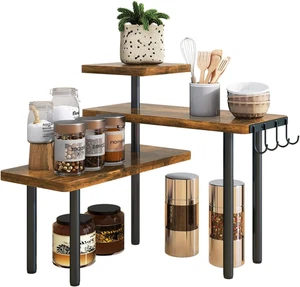 Organizador encimera 3 niveles especieros estante esquina cafe TLJ023H marron - Bild 1 von 12