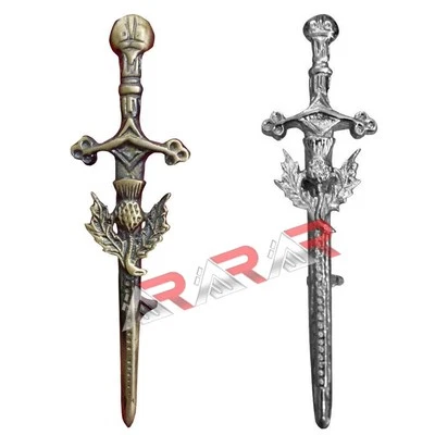 Pin escocés Kilt Pins Highland Thistle Kilt Pin antiguo acabado cromado latón nuevo AAR Foto 1 de 2