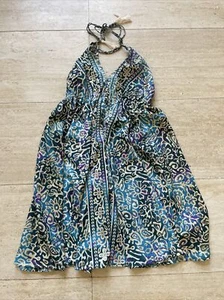 Indisches Vintage Recycling Sari Seide Maxi Strand Sommerkleid Boho Gypsy Up-Down Kleid - Bild 1 von 7