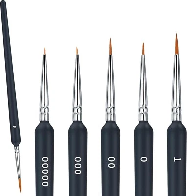 BRANDED Feine Detail Pinsel Set, 6 STK Modellbau Pinsel, Künstlerpinsel Malen nach