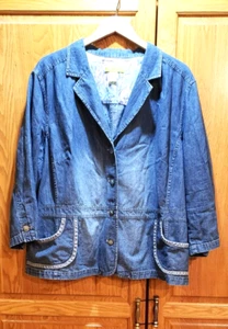Sigrid Olsen Woman 24W Blue Three Buttons Denim Jacket - Picture 1 of 6