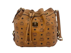 MCM Schultertasche Bucket Drawstring Bag Cognac Tasche Logo Print Medium - Imagen 1 de 10